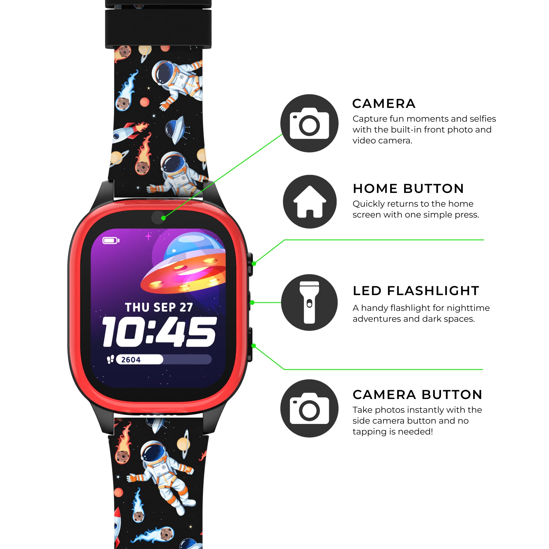 PlayZoom 4 Kids Smartwatch: Red and Black Print