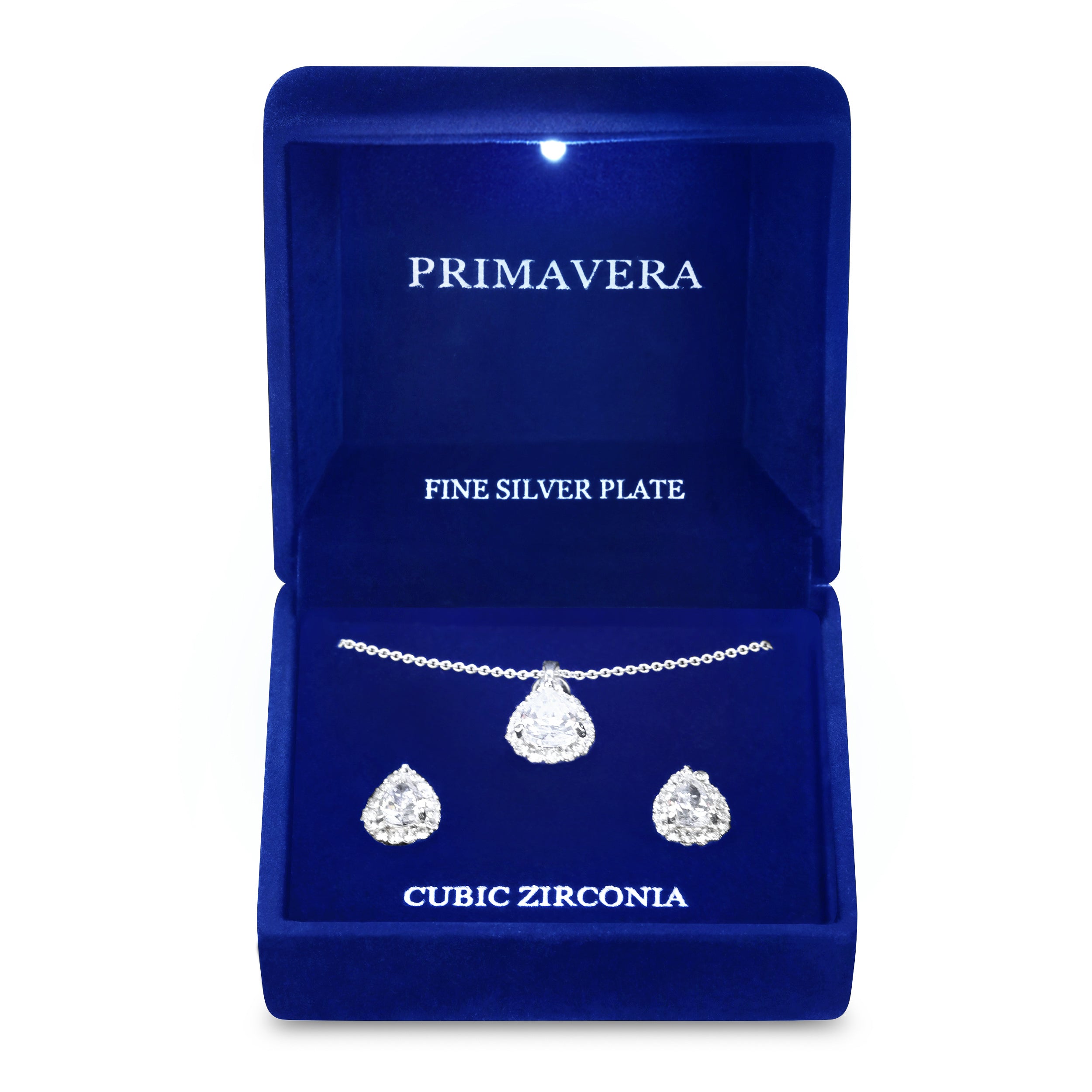 Danecraft Cubic Zirconia Teardrop Pendant Necklace & Earrings Set