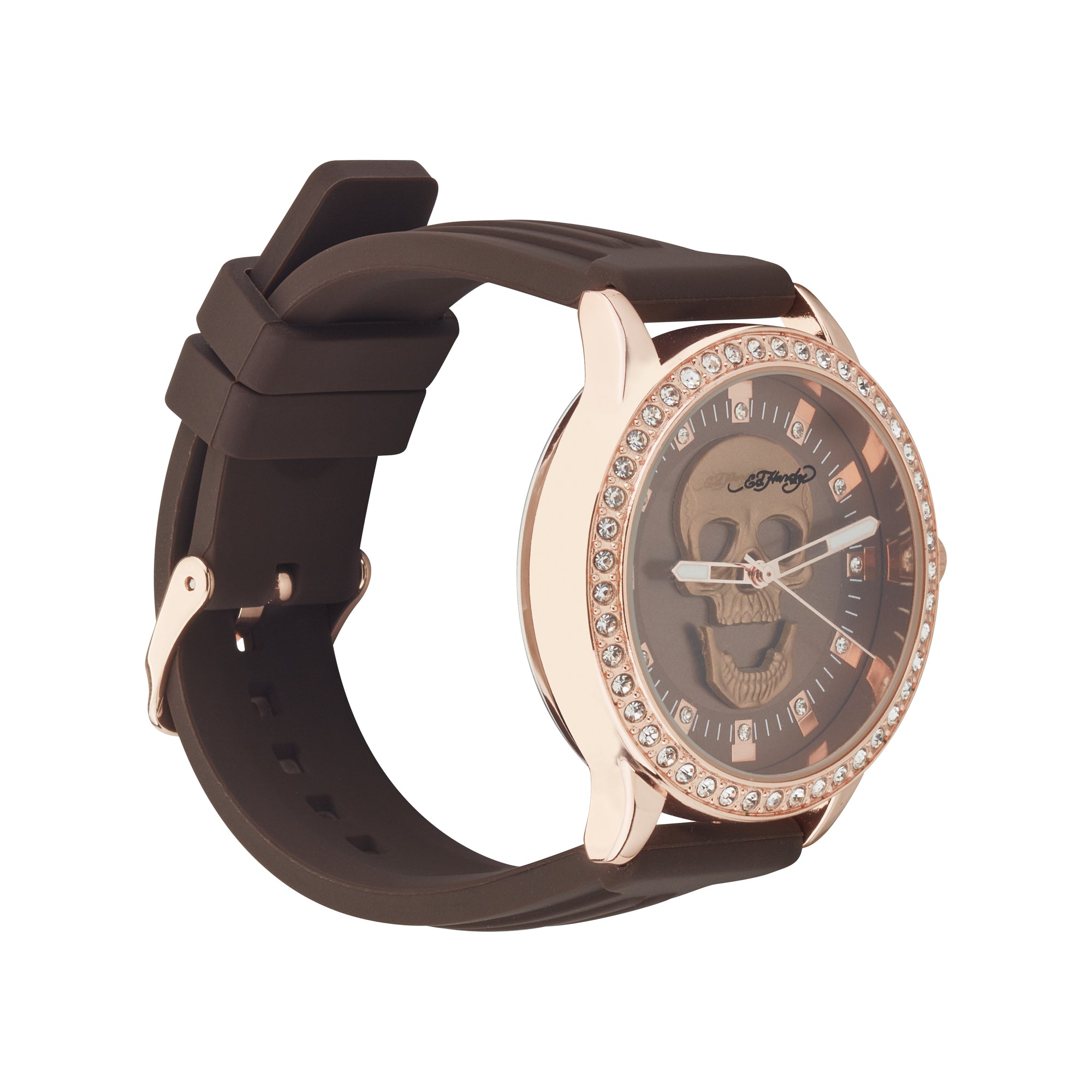 Ed Hardy Ladies Rubber Brown/Brown Plain Analog Watch