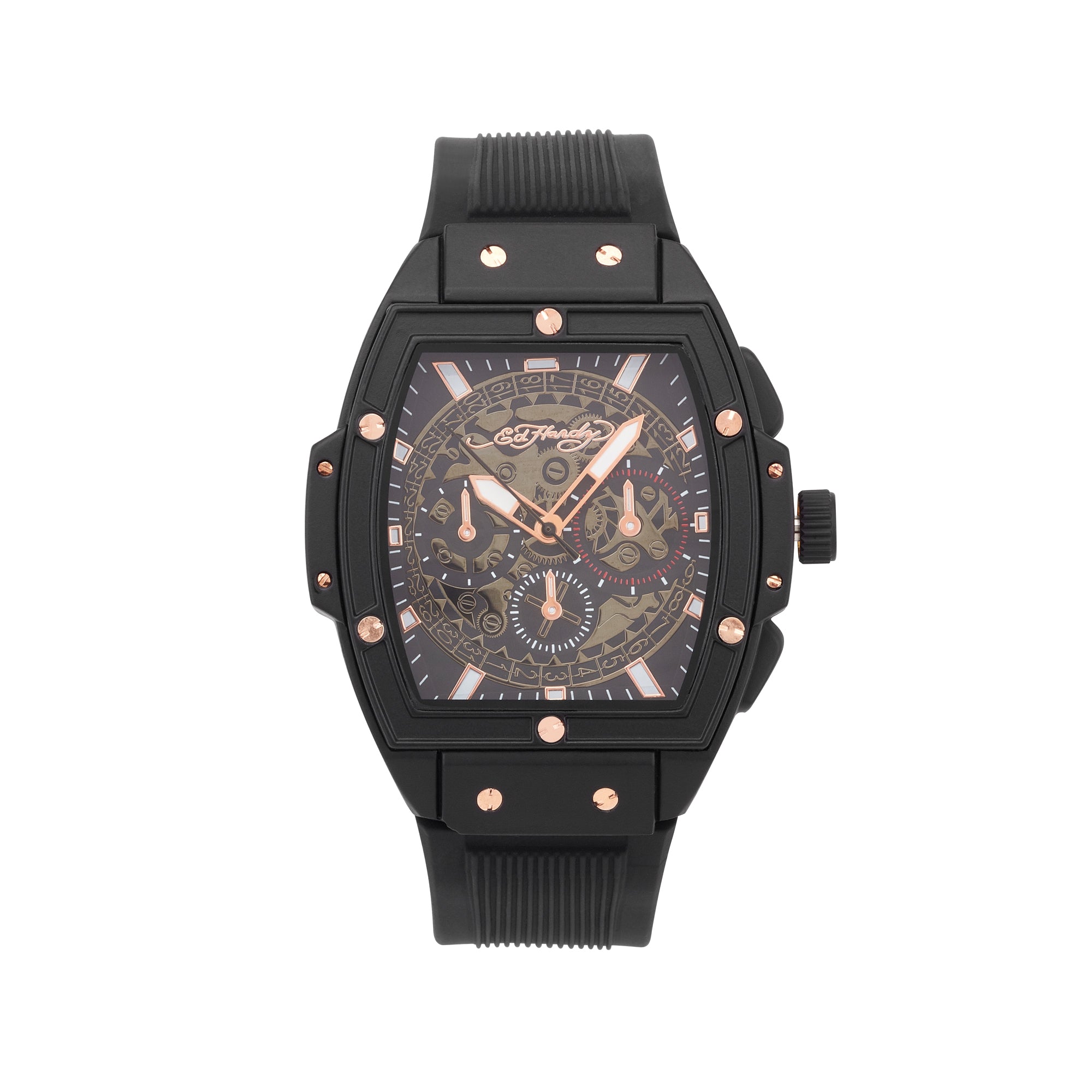 Ed Men's Textured Silicone Strap Watch 48mm