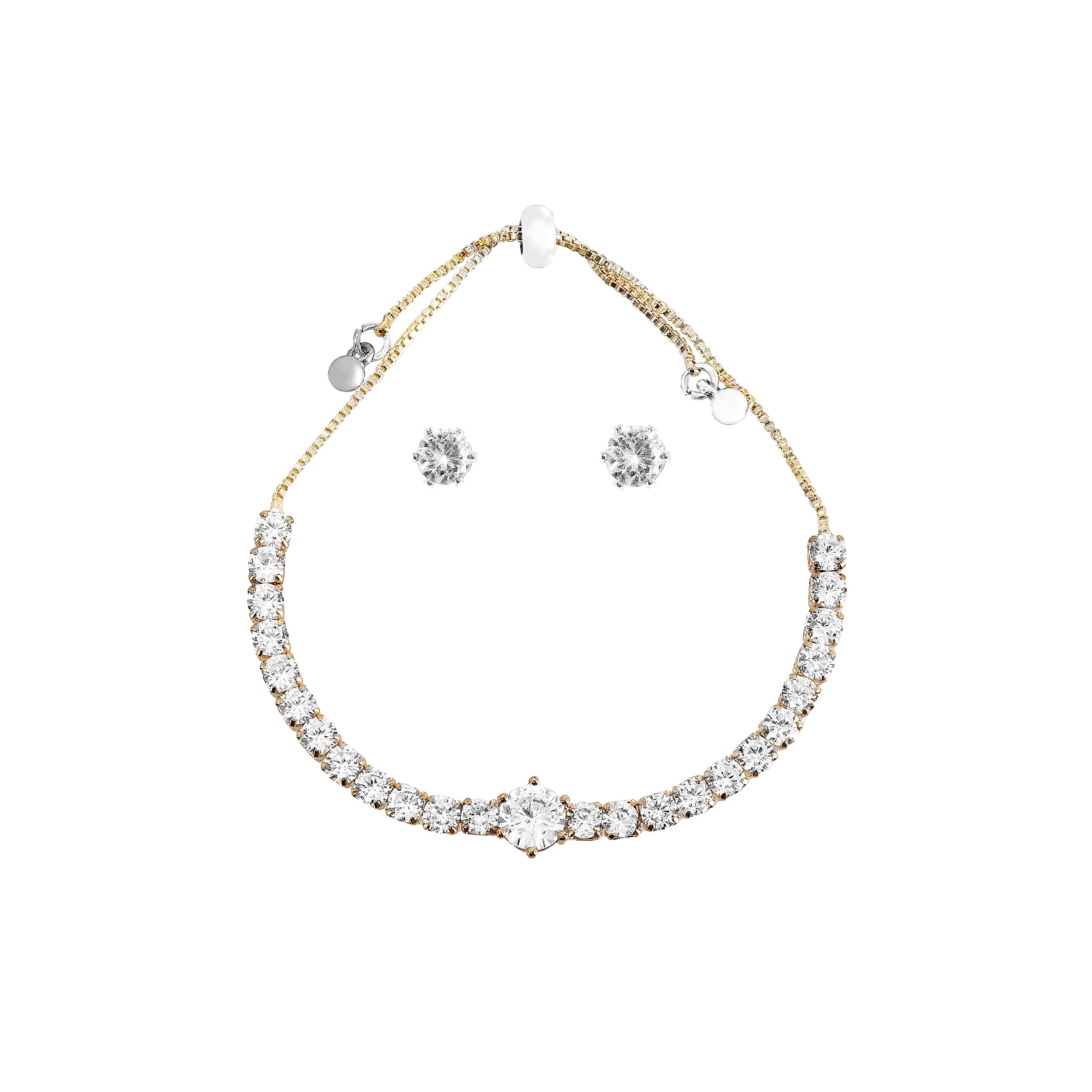 Danecraft Cubic Zirconia Tennis Bracelet & Earrings Set