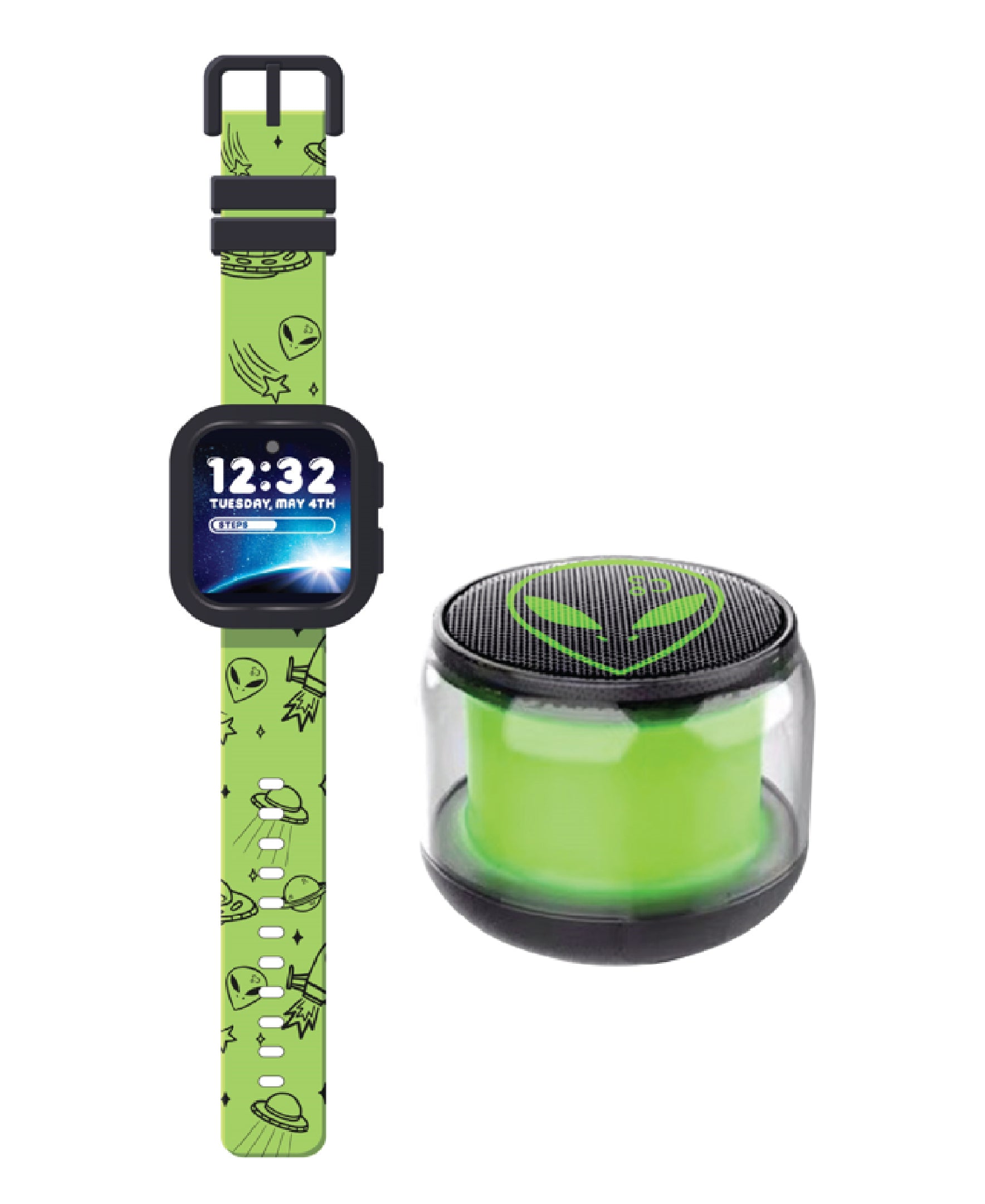 PlayZoom Boys V3 Green  Alein Ufo W/Bluetooth Speaker Set