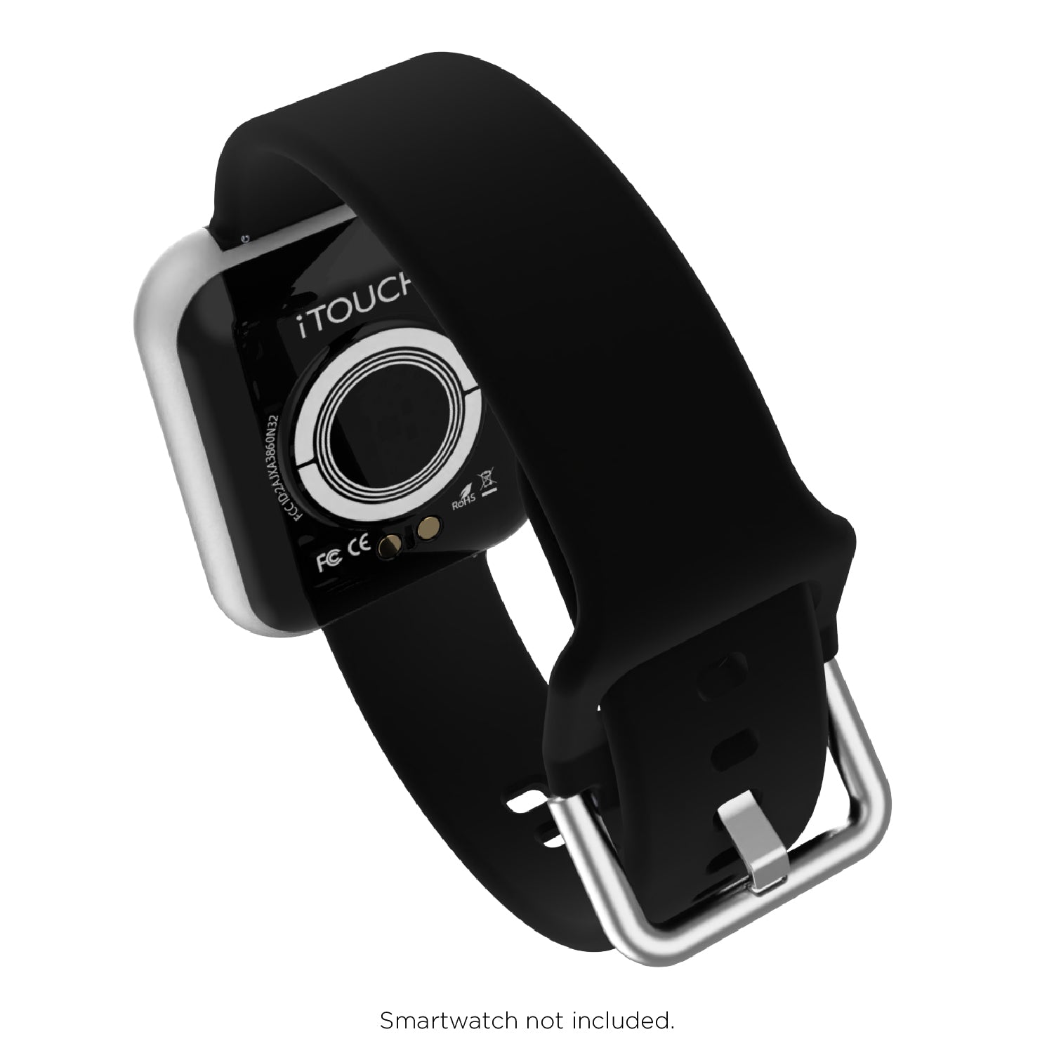 iTouch Air 3 44mm Extra Interchangeable Strap: Black SIlicone affordable smart watch strap